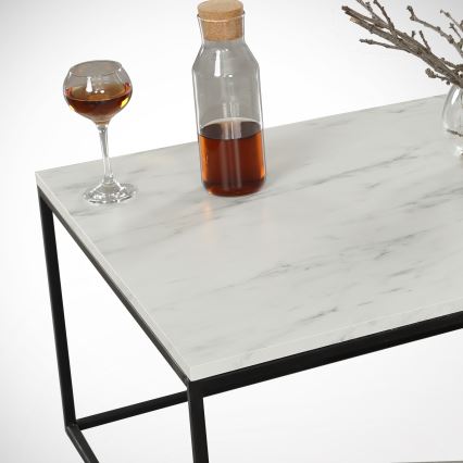 Mesa de centro MARMO 43x95 cm preto/branco