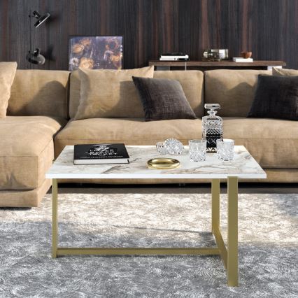Mesa de centro MERIDETES 45x92 cm ouro/branco