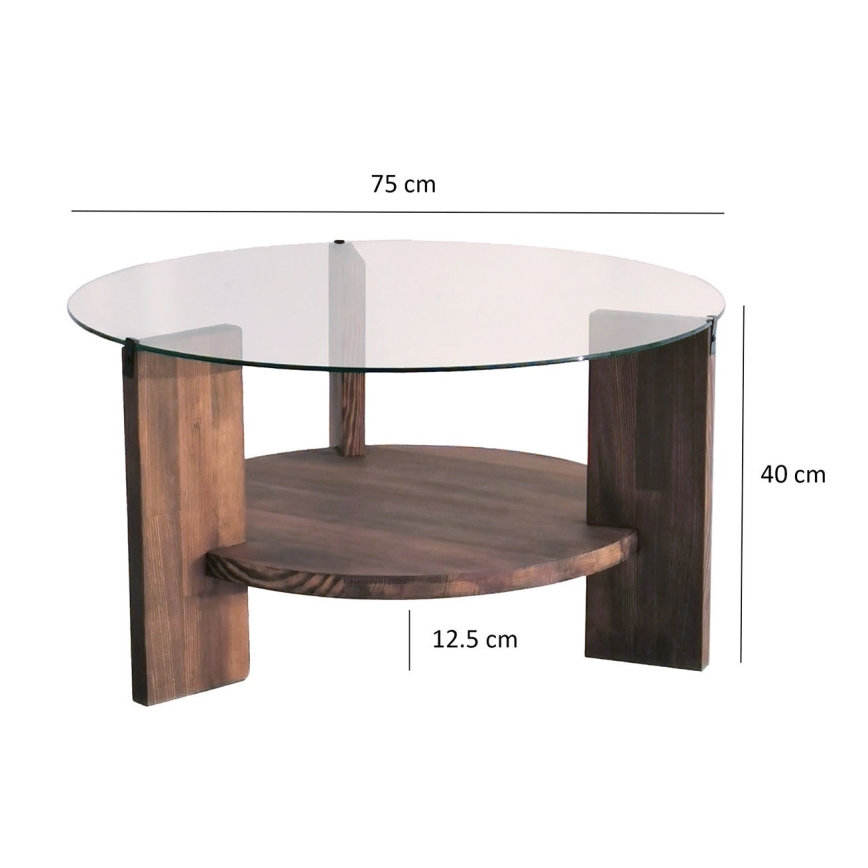 Mesa de centro MONDO 40x75 cm pinho/transparente