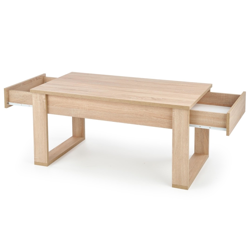 Mesa de apoio com gavetas NEA 52x110 cm bege/carvalho sonoma