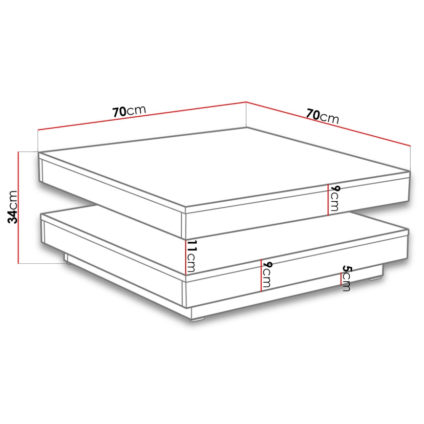 Mesa de centro NENANI 34x70 cm branco