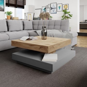 Mesa de centro NENANI 34x70 cm cinzento/carvalho wotan