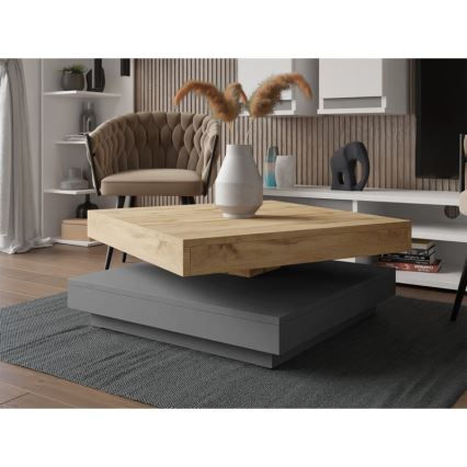 Mesa de centro NENANI 34x70 cm cinzento/carvalho wotan