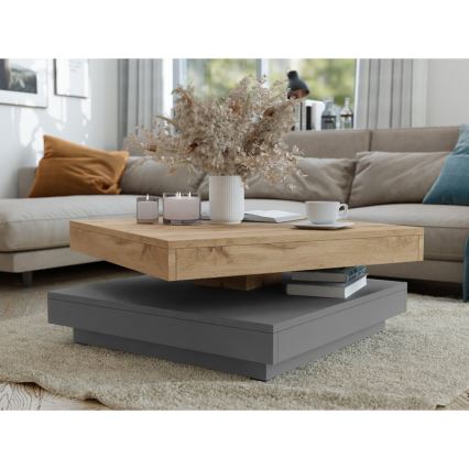 Mesa de centro NENANI 34x70 cm cinzento/carvalho wotan