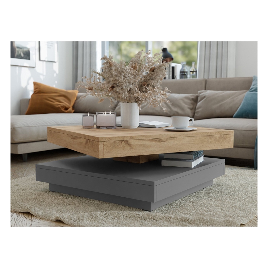 Mesa de centro NENANI 34x70 cm cinzento/carvalho wotan