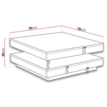 Mesa de centro NENANI 34x70 cm cinzento/carvalho wotan