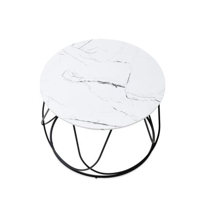 Mesa de centro NUBIRA 41x60 cm preto/decoração em mármore