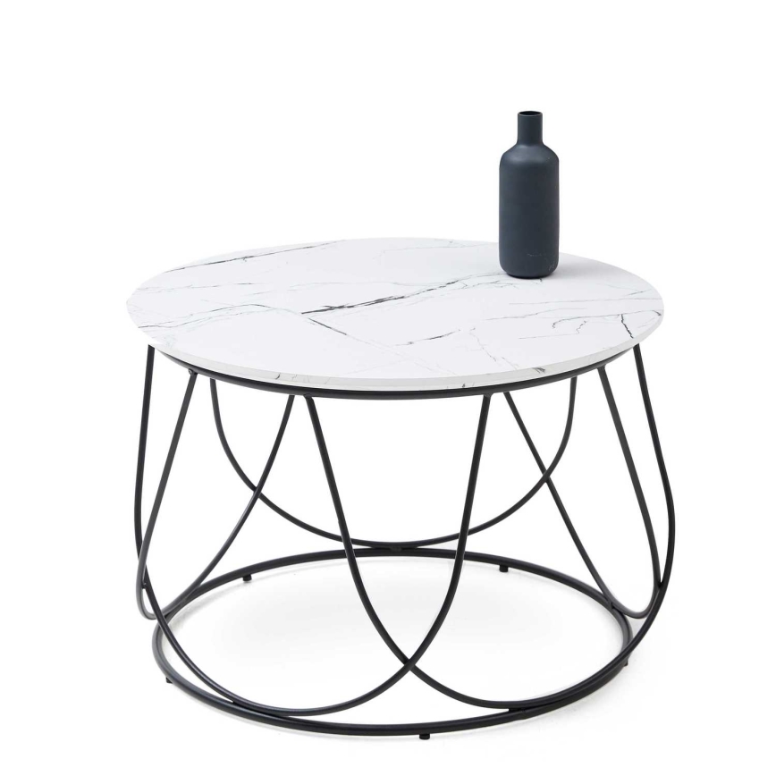 Mesa de centro NUBIRA 41x60 cm preto/decoração em mármore