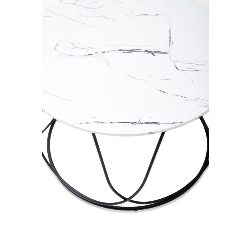Mesa de centro NUBIRA 41x60 cm preto/decoração em mármore
