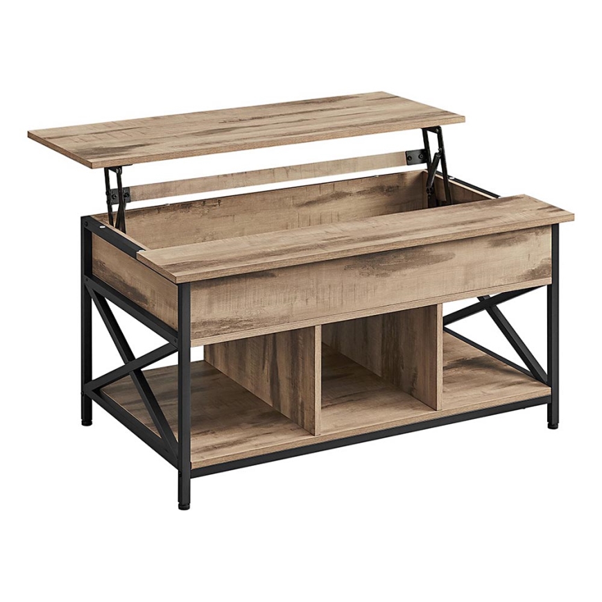 Mesa de centro NYRO com tampo elevatório, castanho/preto