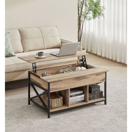 Mesa de centro NYRO com tampo elevatório, castanho/preto