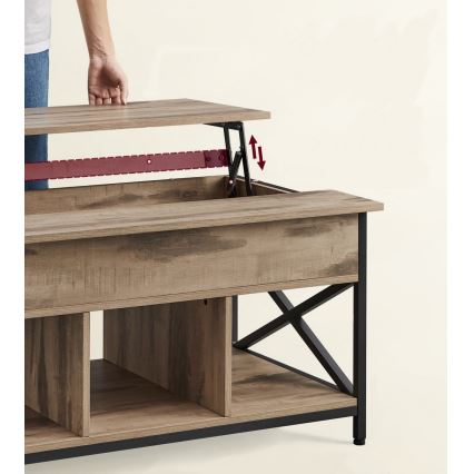 Mesa de centro NYRO com tampo elevatório, castanho/preto