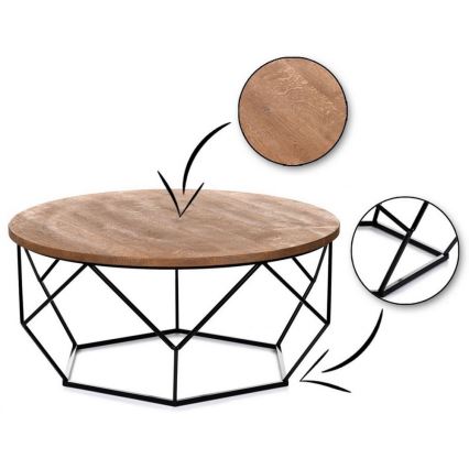 Mesa de centro OAKLOFT 40x70 cm preto/carvalho