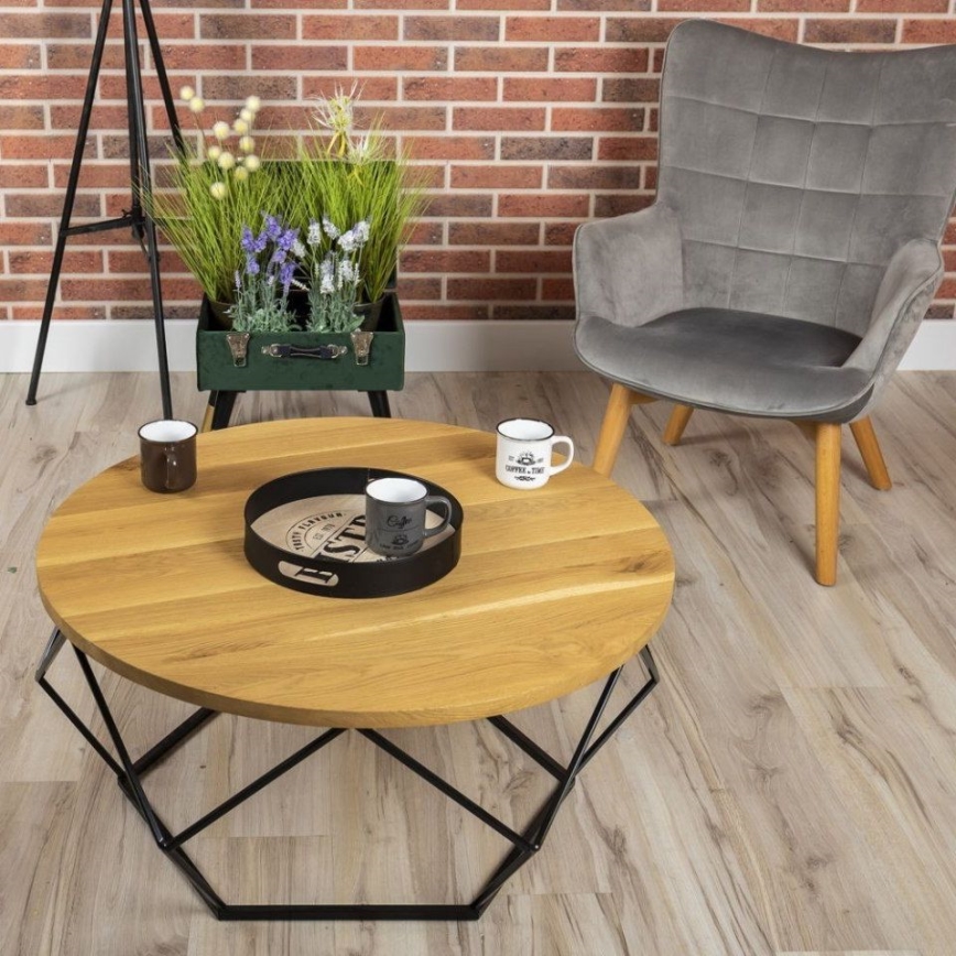 Mesa de centro OAKLOFT 41,5x90 cm preto/carvalho