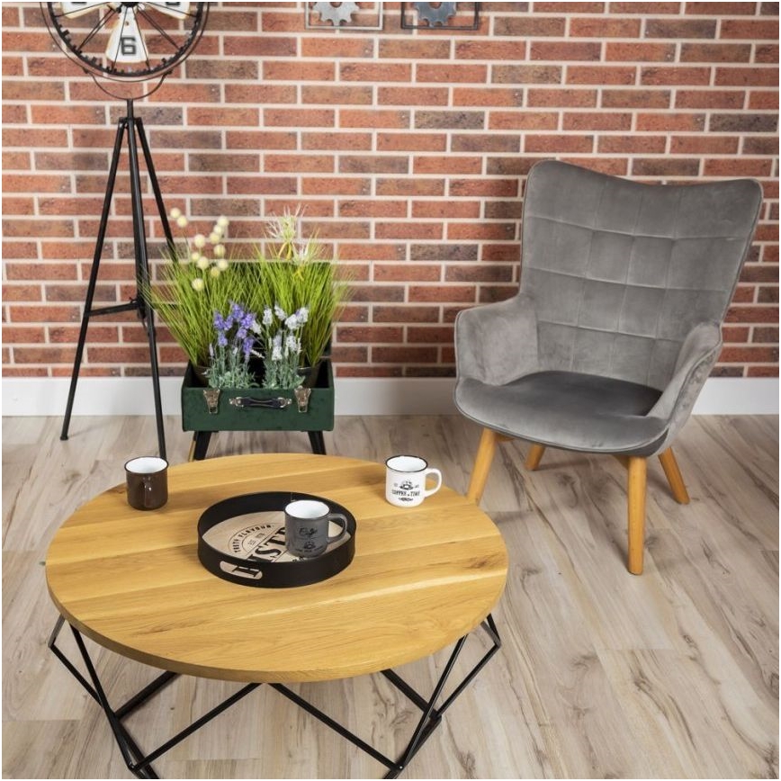 Mesa de centro OAKLOFT 41,5x90 cm preto/carvalho
