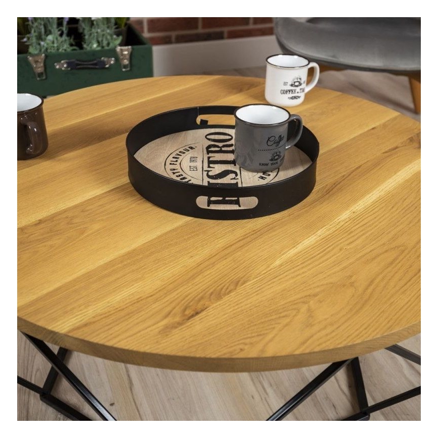 Mesa de centro OAKLOFT 41,5x90 cm preto/carvalho