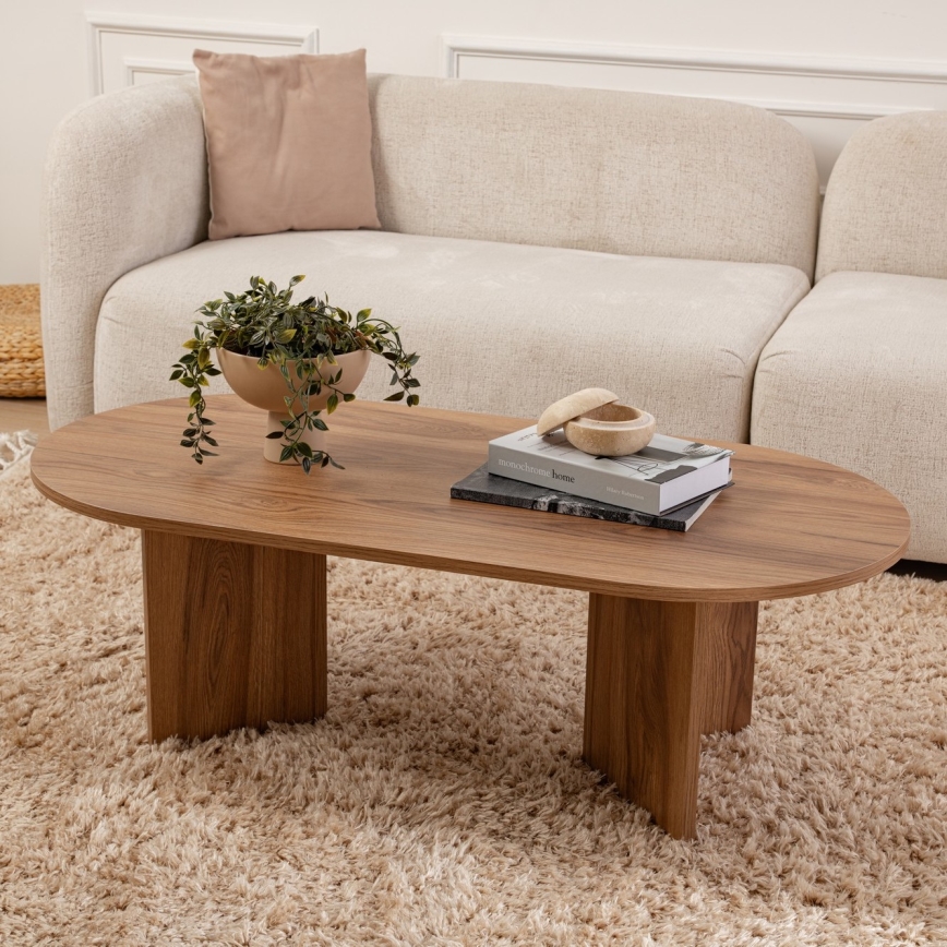 Mesa de centro OVAL 60x120 cm castanho