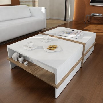 Mesa de centro PLUS 35x90 cm castanho/branco