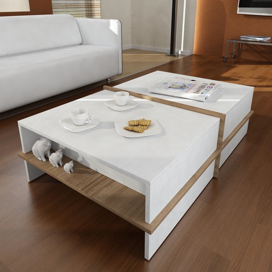 Mesa de centro PLUS 35x90 cm castanho/branco