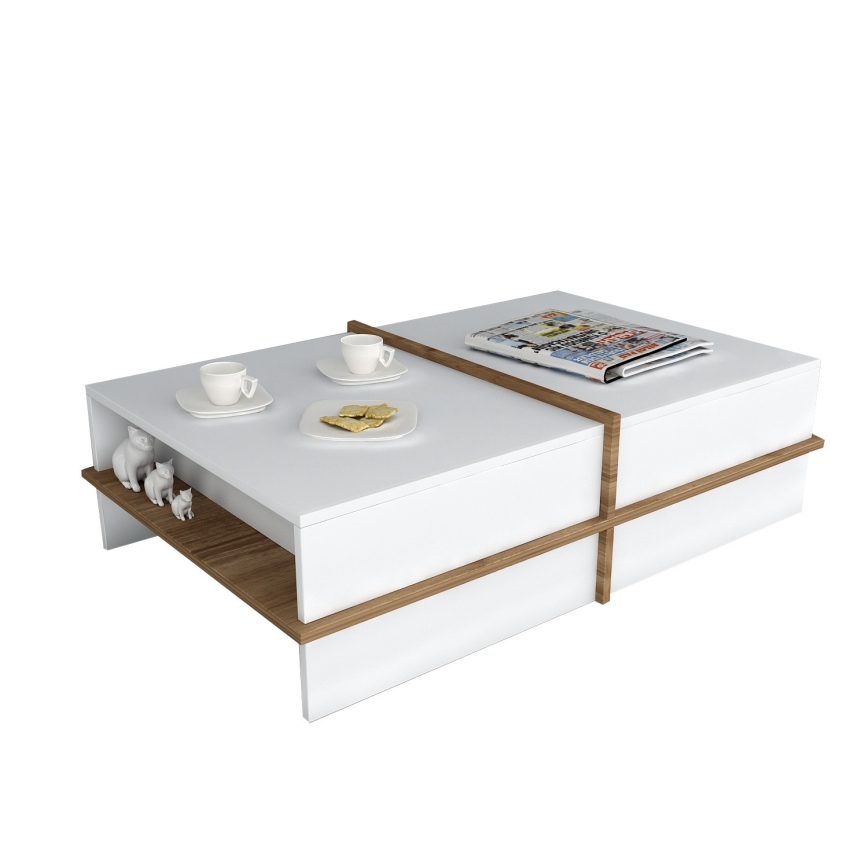 Mesa de centro PLUS 35x90 cm castanho/branco