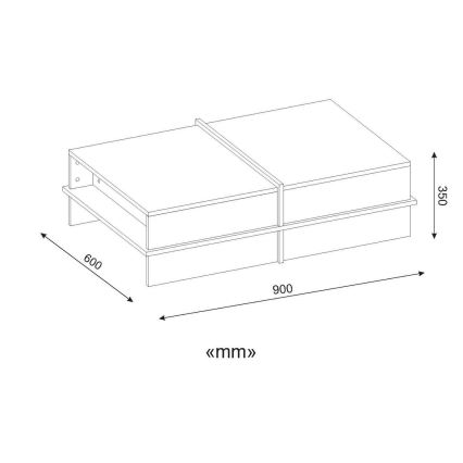 Mesa de centro PLUS 35x90 cm castanho/branco