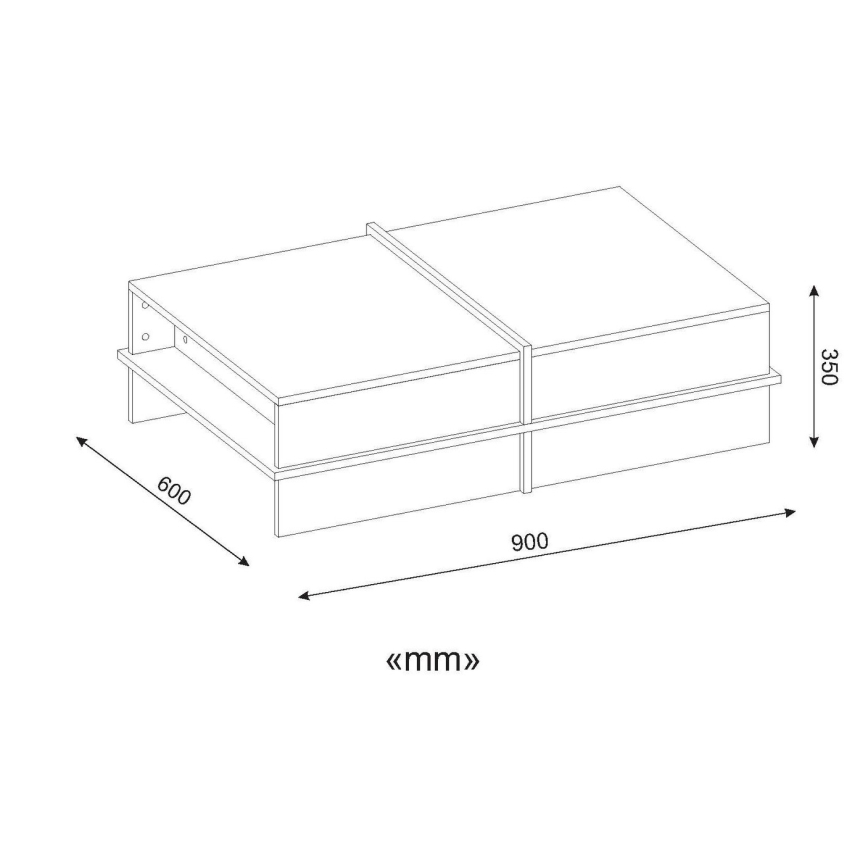 Mesa de centro PLUS 35x90 cm castanho/branco