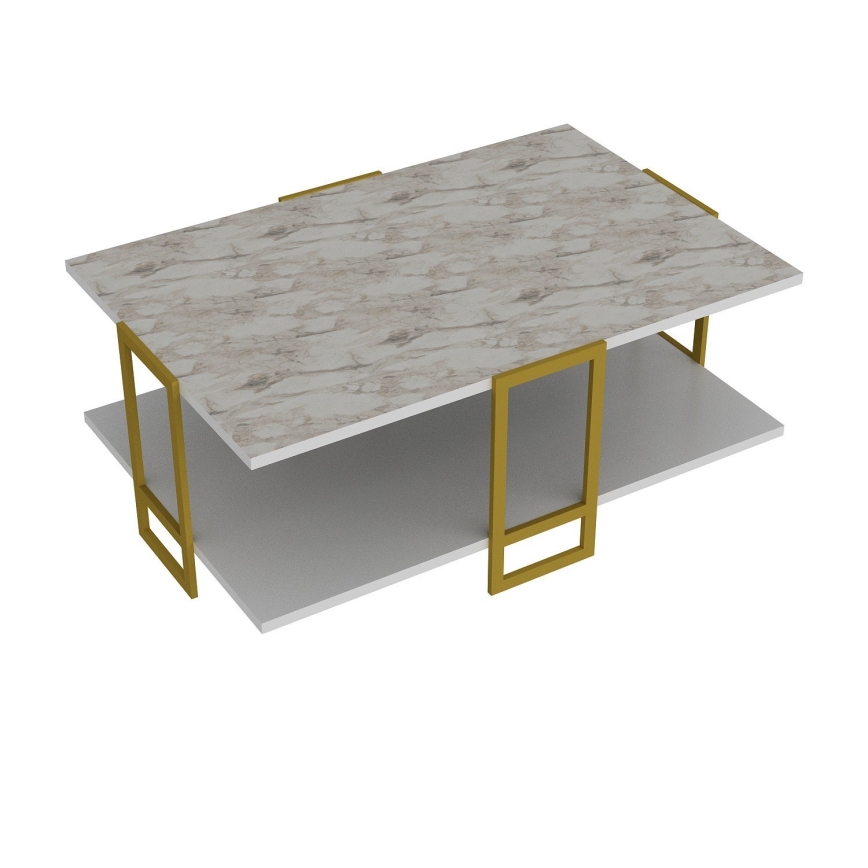 Mesa de centro POLKA 36,6x91,5 cm dourado/branco