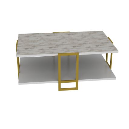 Mesa de centro POLKA 36,6x91,5 cm dourado/branco
