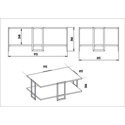 Mesa de centro POLKA 36,6x91,5 cm dourado/branco
