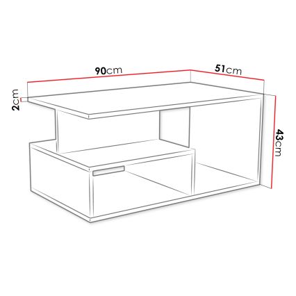 Mesa de centro PRIMA 43x90 cm branco