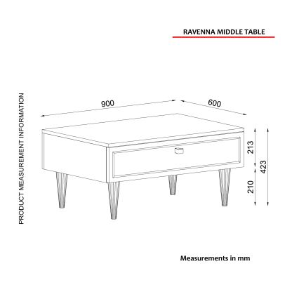 Mesa de centro RAVENNA 60x90 cm branco