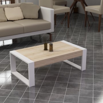 Mesa de centro RETRO 40x90 cm branco/ bege