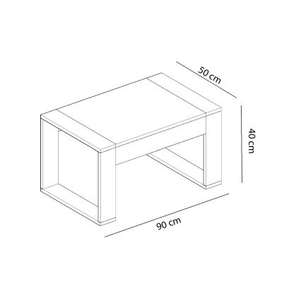 Mesa de centro RETRO 40x90 cm branco/ bege