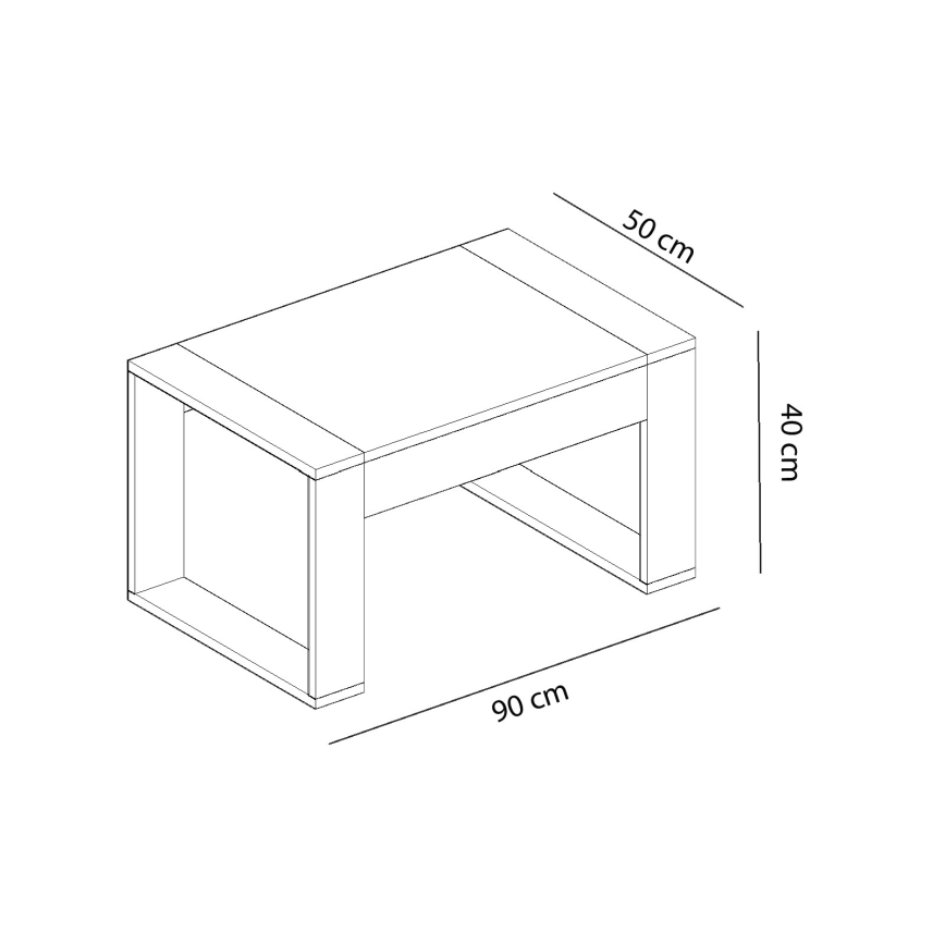 Mesa de centro RETRO 40x90 cm branco/ bege