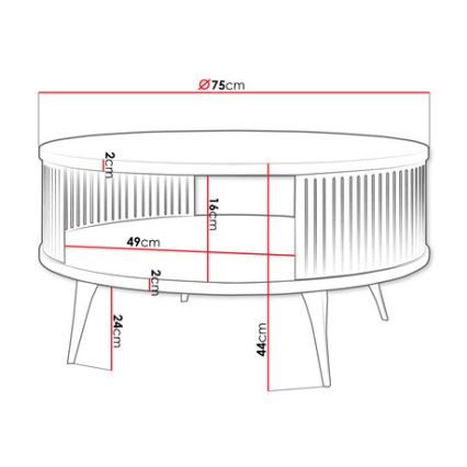 Mesa de centro ROENNI 44x75 cm preto/branco