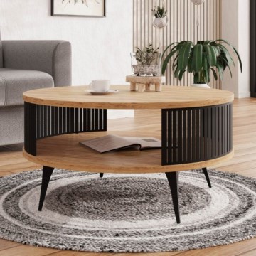 Mesa de centro ROENNI 44x75 cm preto/dourado carvalho