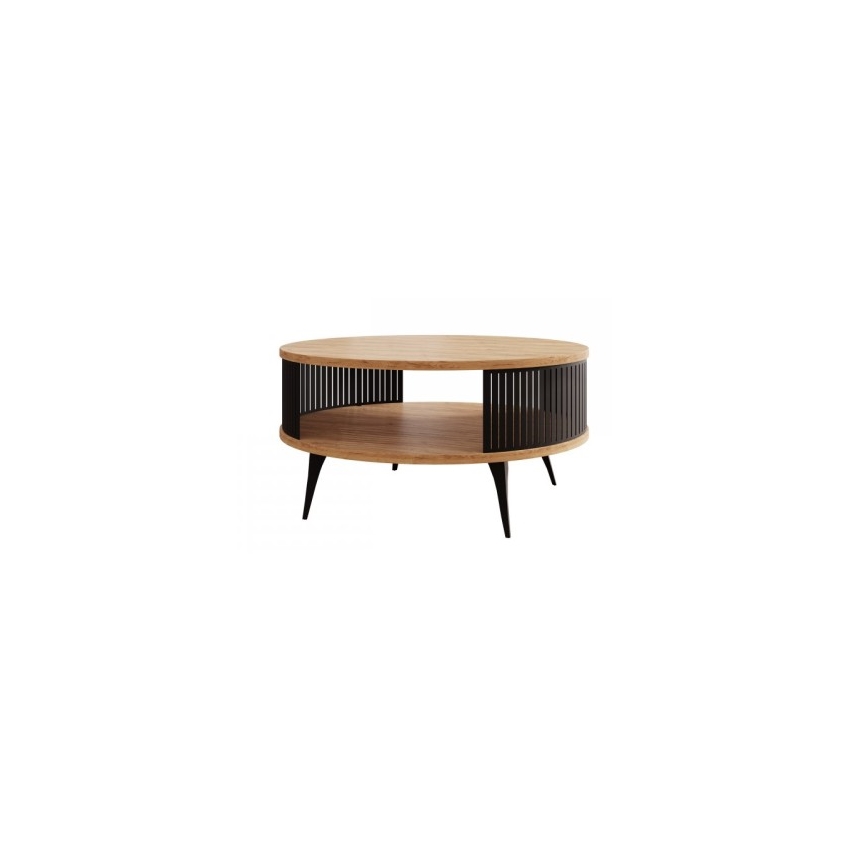 Mesa de centro ROENNI 44x75 cm preto/dourado carvalho