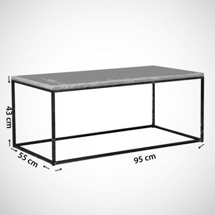 Mesa de centro ROYAL 43x95 cm preto