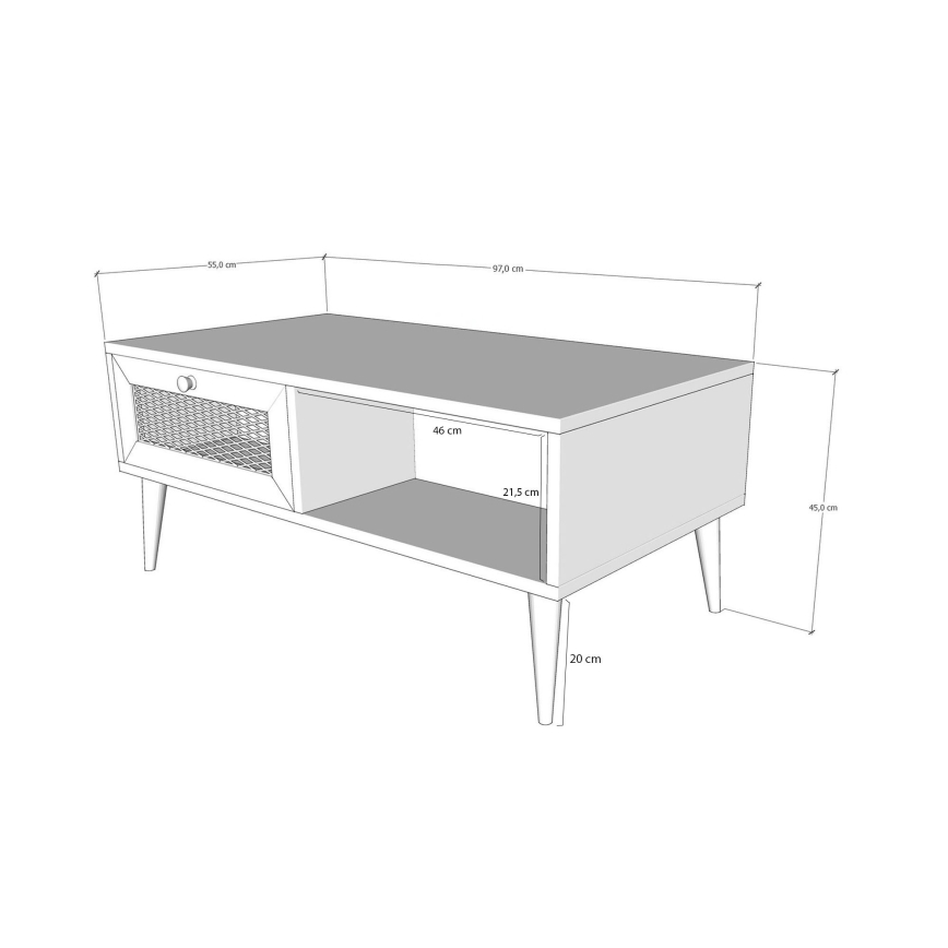 Mesa de centro SIDYMA 45x97 cm castanho