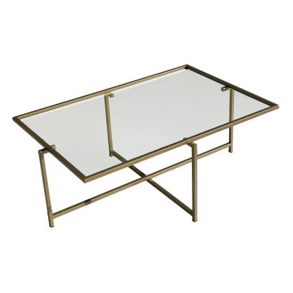 Mesa de centro SOL 35x94 cm dourada/transparente