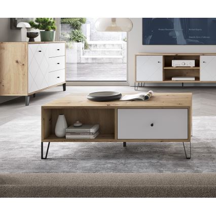 Mesa de centro SULA carvalho artisan/branco