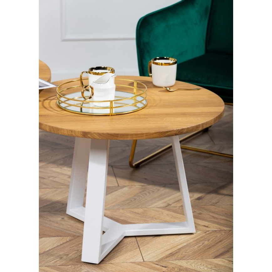 Mesa de centro TRILEG 48x70 cm branco/carvalho