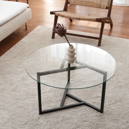 Mesa de centro TRIO 42x75 cm transparente/preto