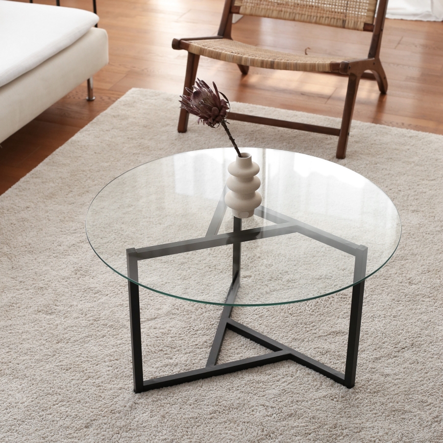 Mesa de centro TRIO 42x75 cm transparente/preto