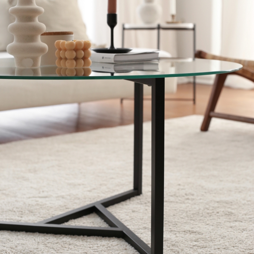 Mesa de centro TRIO 42x75 cm transparente/preto