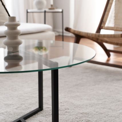Mesa de centro TRIO 42x75 cm transparente/preto