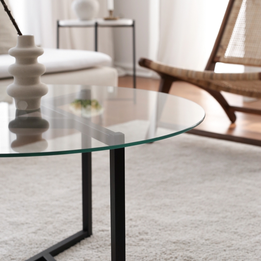 Mesa de centro TRIO 42x75 cm transparente/preto