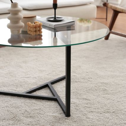 Mesa de centro TRIO 42x75 cm transparente/preto