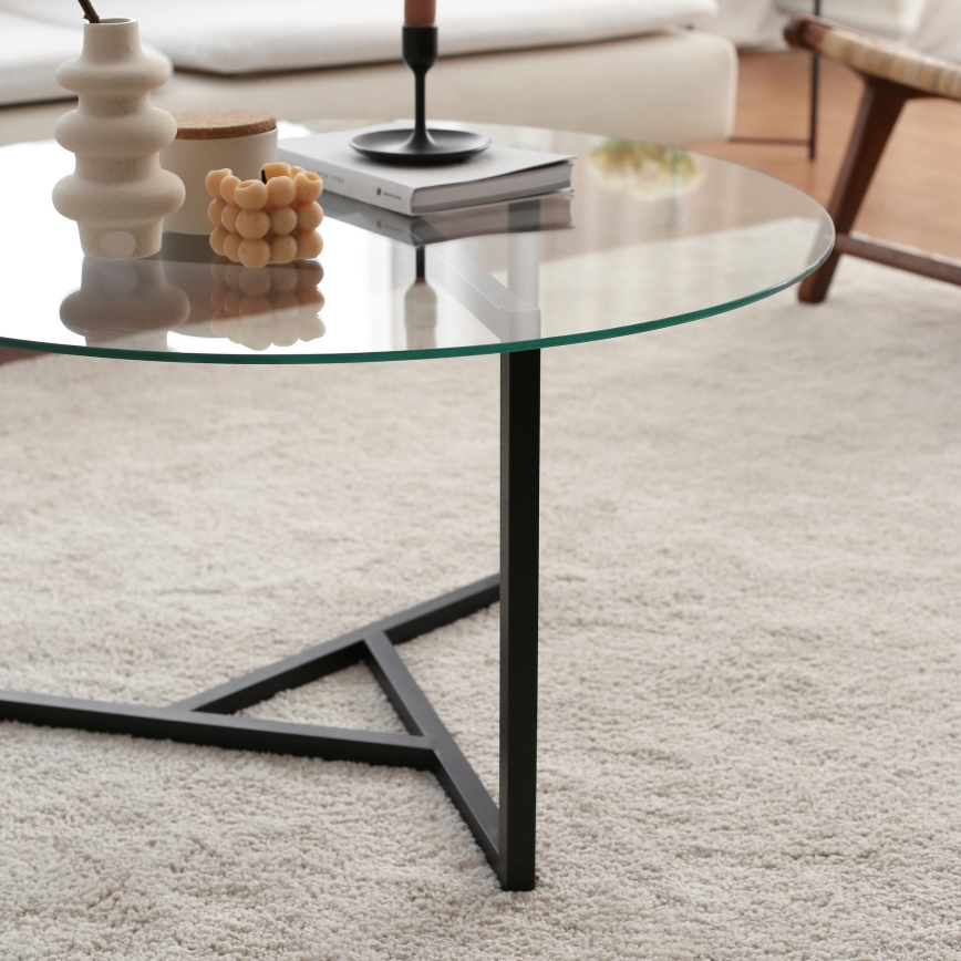 Mesa de centro TRIO 42x75 cm transparente/preto
