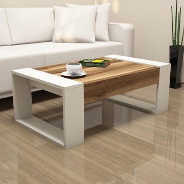 Mesa de centro VENUS 38x102 cm cremoso/castanho
